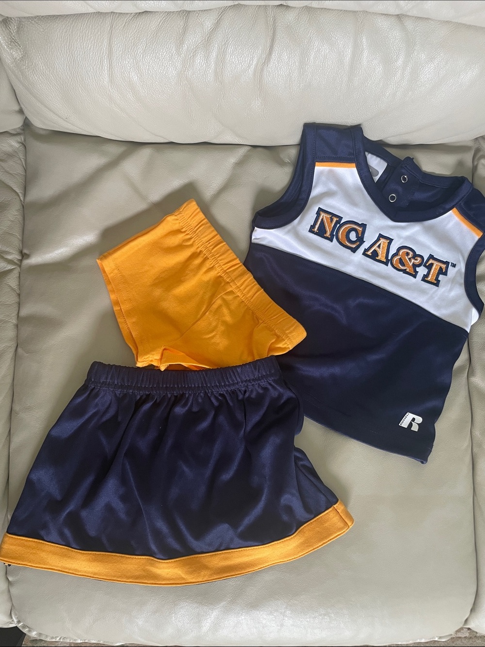 NWT! NC A&T Navy & Gold Kids 3-piece Tank and Skirt Set